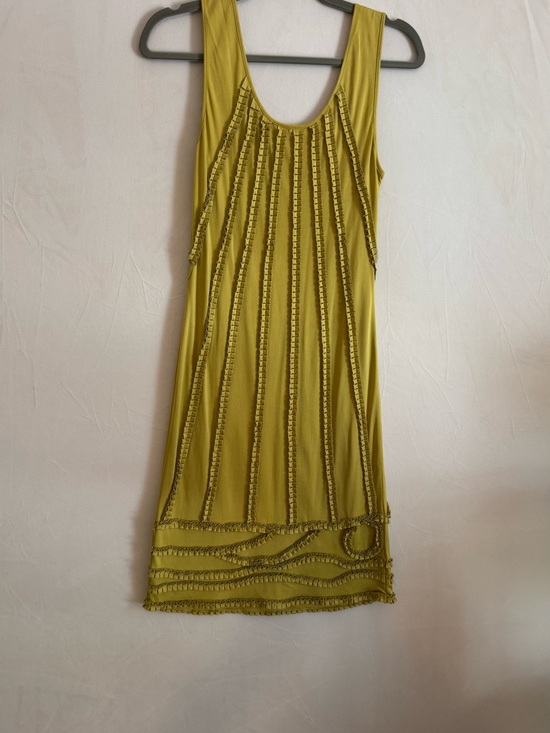 Catherine Malandrino Dresses & Skirts - Catherine Malandrino Yellow-Green Beaded Sleeveless Mini Dress